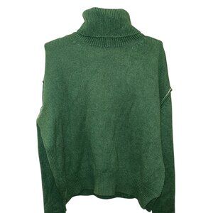 Colori Italy green contrast trim shoulder seam wool turtleneck sweater M
